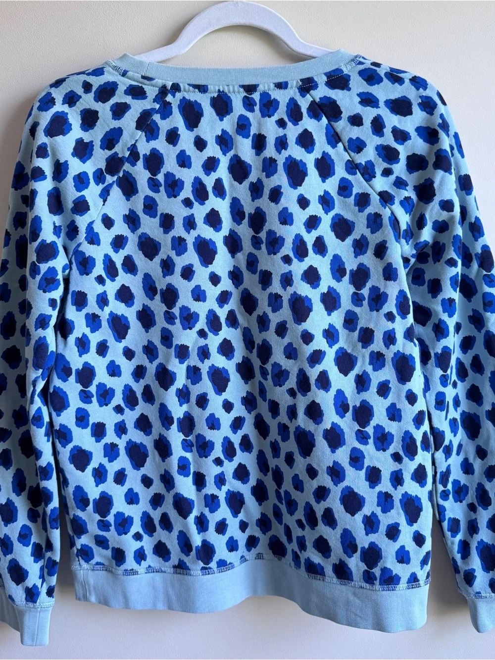 Boden Blue Leopard Print Crewneck Sweater